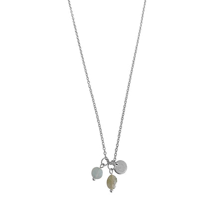 Aquamarijn, Labradoriet & Hartje Ketting - Zilver